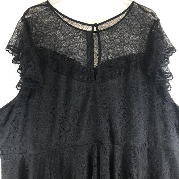 Torrid Peplum Lace Ruffle Sleeve Top Black Boho Romantic Gothic Plus Size 6X - Picture 4 of 12